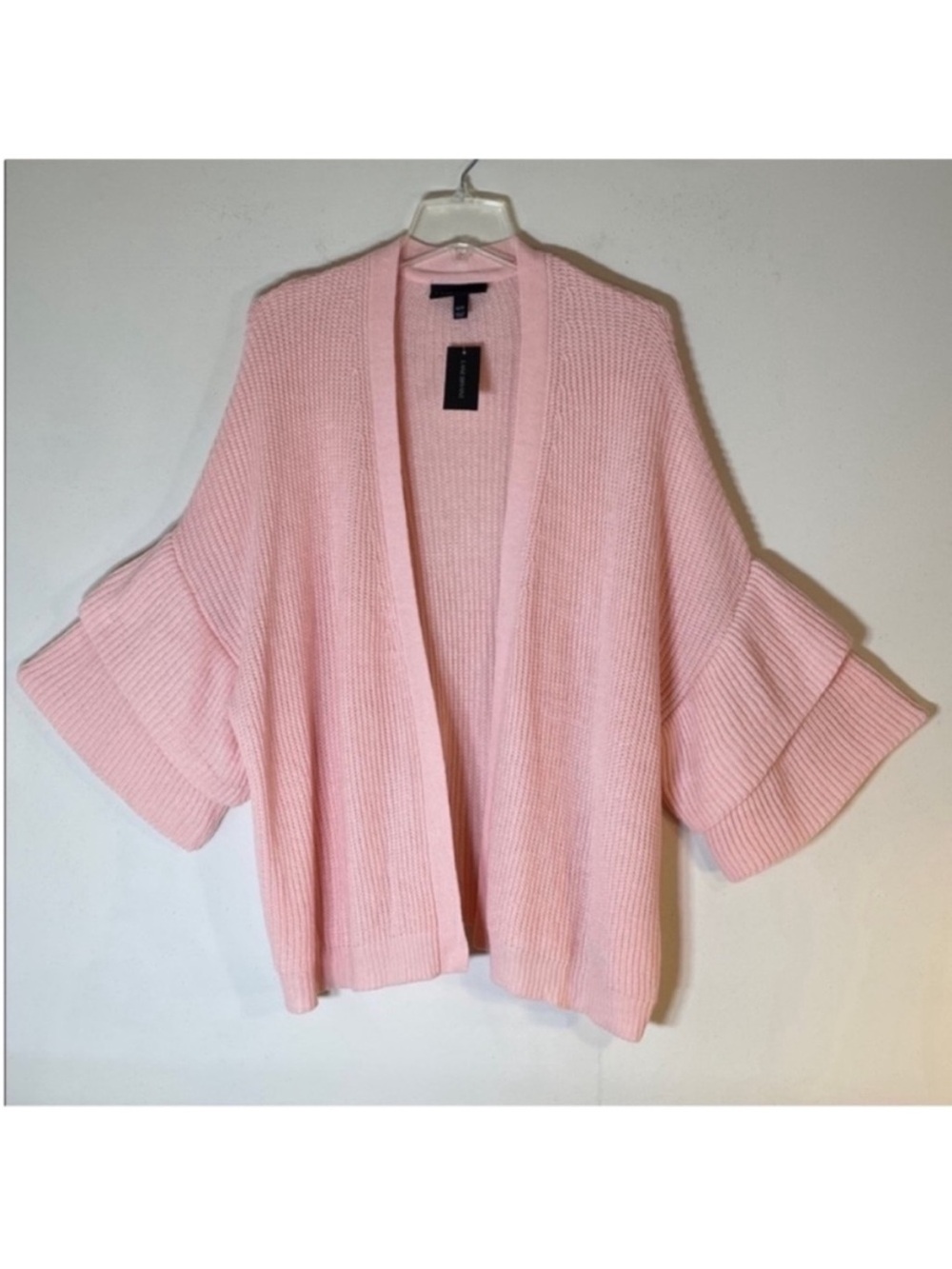 Lane Bryant Light Pink Open-Front Ribbed Cardigan